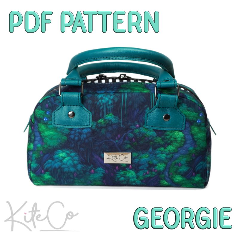 Georgie mini handbag sewing pattern - rolled handles and custom zipper overlay, confident beginner PDF by KiteCoCreates
