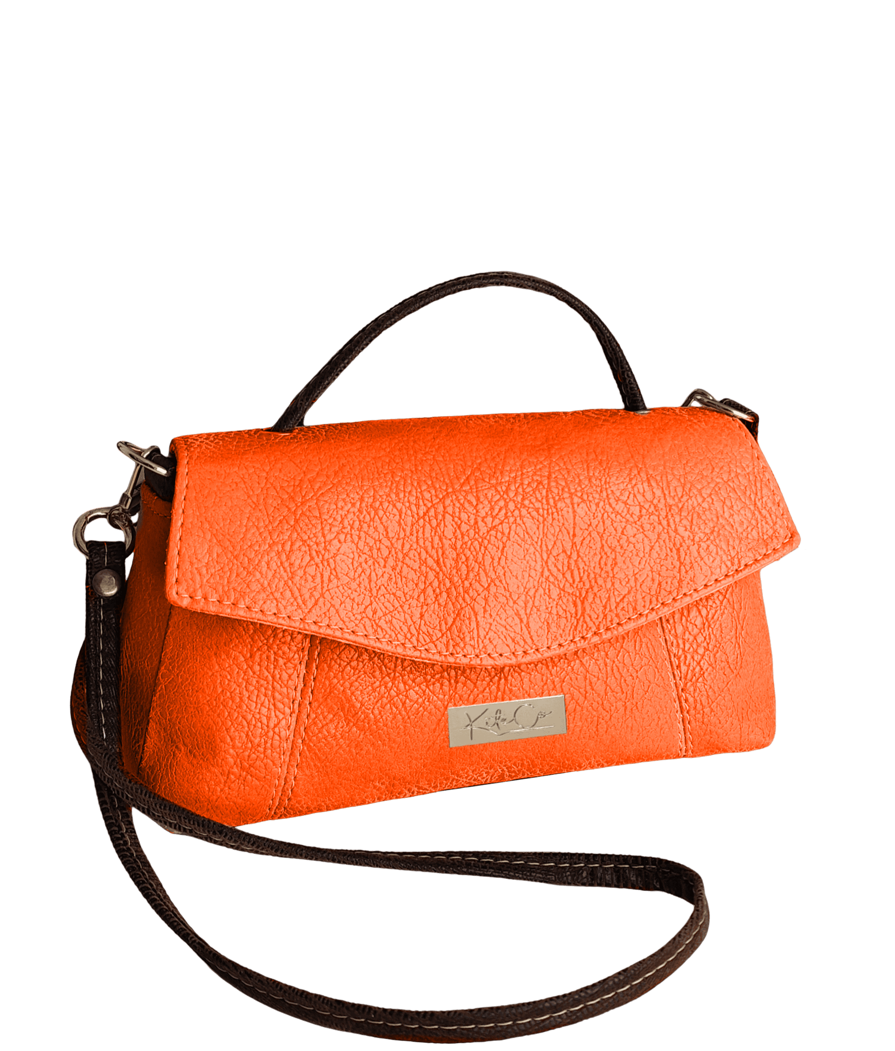 Alla-Jay flap bag pattern - small size in orange, intermediate PDF by KiteCoCreates