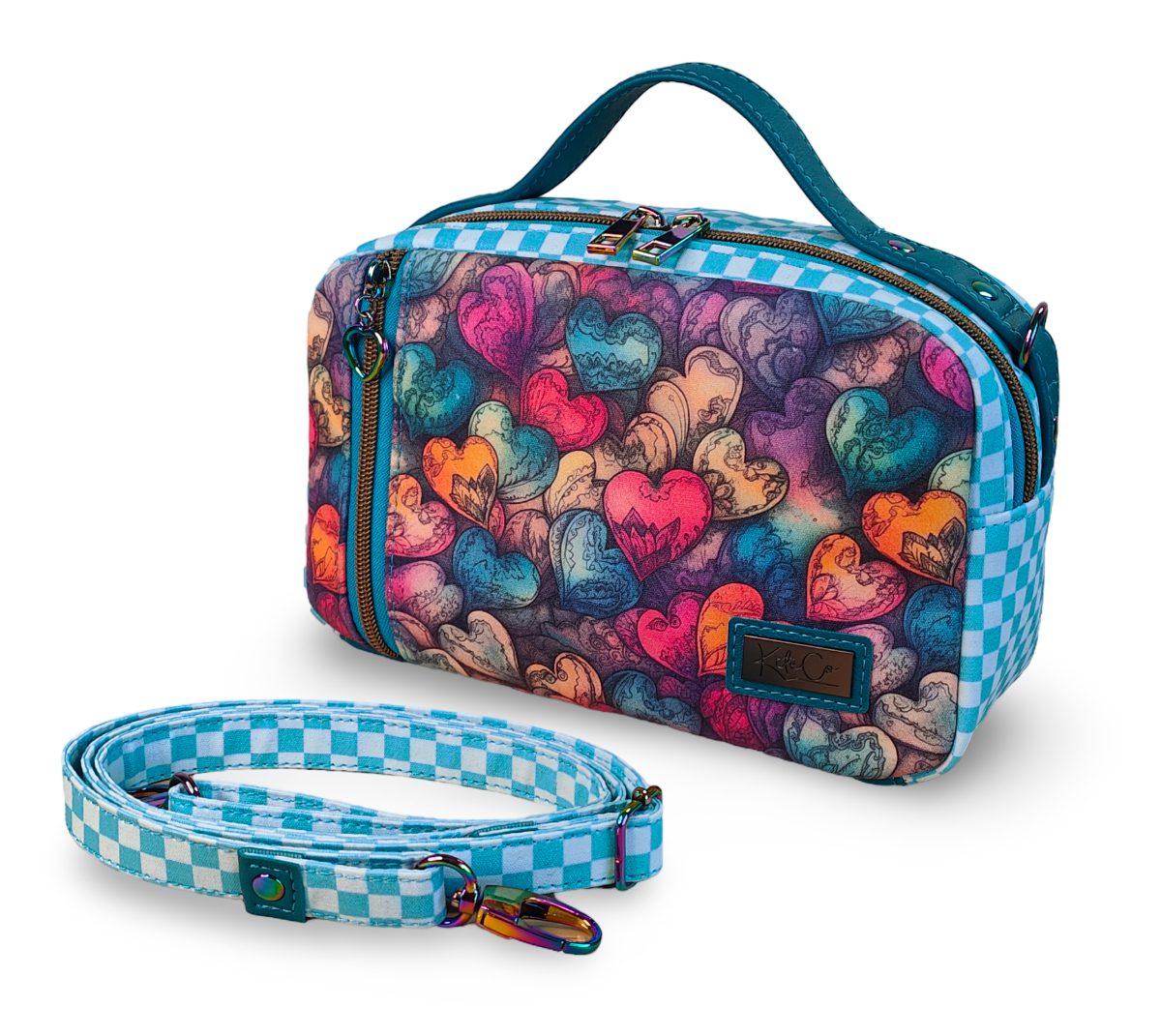 Boss Mumma structured crossbody bag sewing pattern - grab handle and front pocket, confident beginner to intermediate PDF by KiteCoCreates