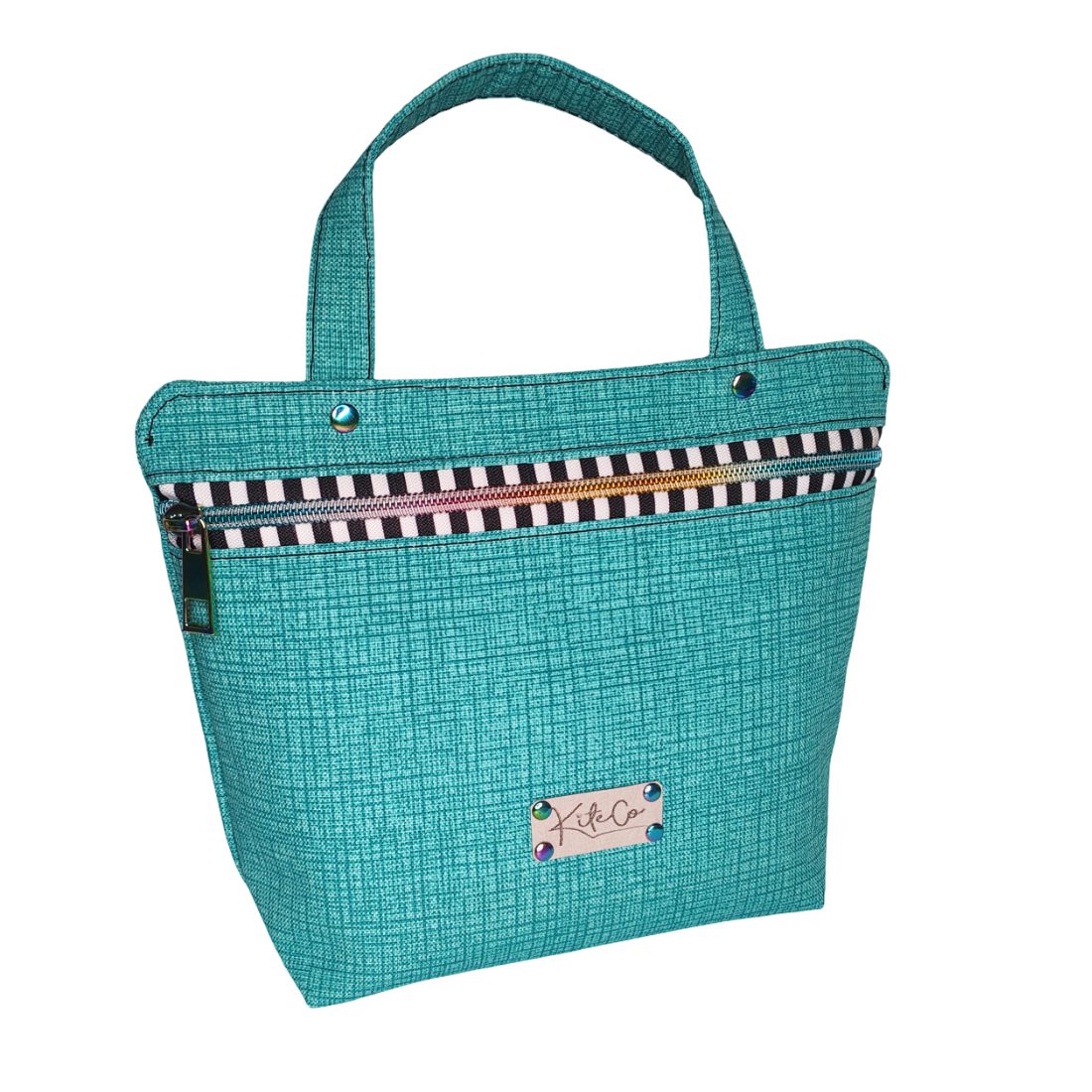 MyUno bag sewing pattern - simple pouch version in green fabric, beginner PDF by KiteCoCreates