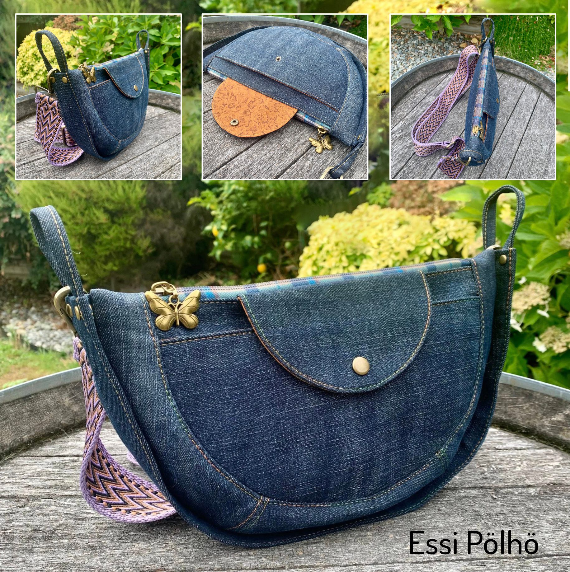 Urban Arc structured crossbody bag sewn by pattern tester