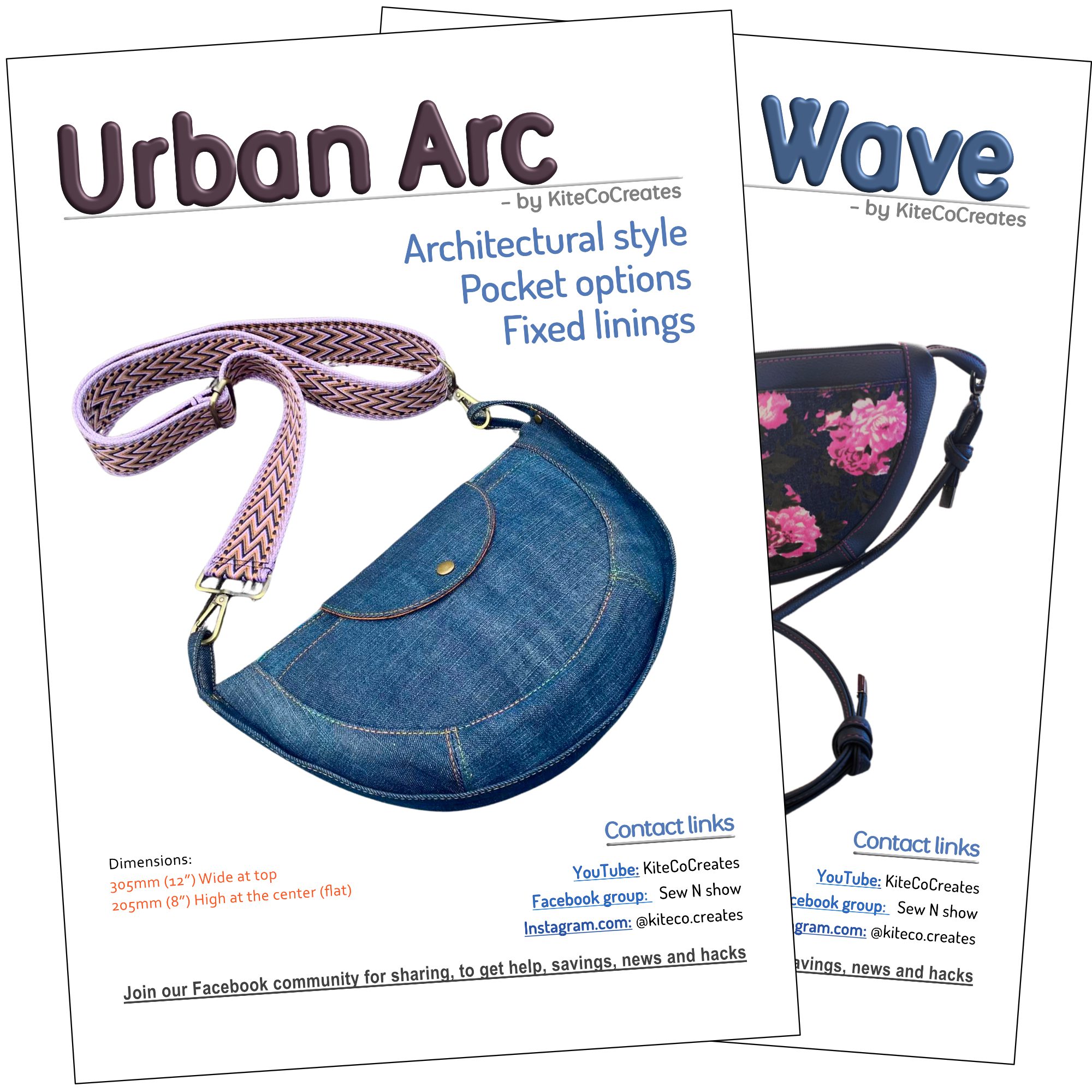 Urban Bag Series Bundle — Arc and Wave crossbody bag sewing patterns